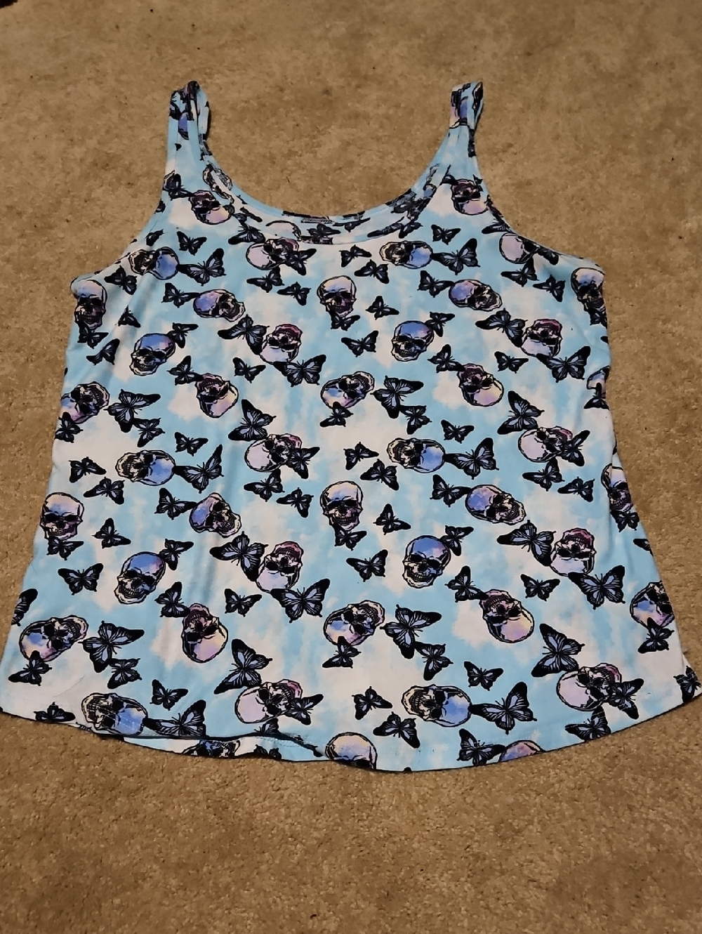 Blue Skull & Butterfly Tank Top